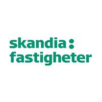 Logga för Skandia Fastigheter - text i grönt
